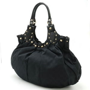 Gucci Studded Bag Leather GG Black Tote Gathered
